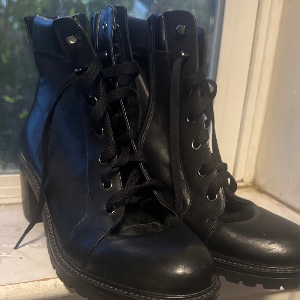 Vince Camuto Black Lace-Up Boots